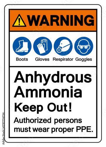 Warning Anhydous Ammonia Symbol Sign, Vector Illustration, Isolate On White Background, Label. EPS10