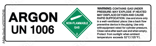 Argon UN 1006 Symbol Sign ,Vector Illustration, Isolate On White Background Label.EPS10