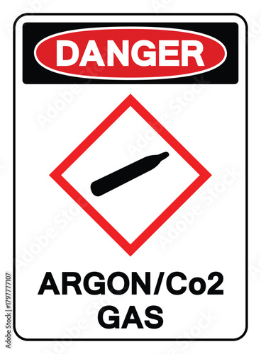 Danger Argon Co2 Gas Symbol Sign ,Vector Illustration, Isolate On White Background Label.EPS10