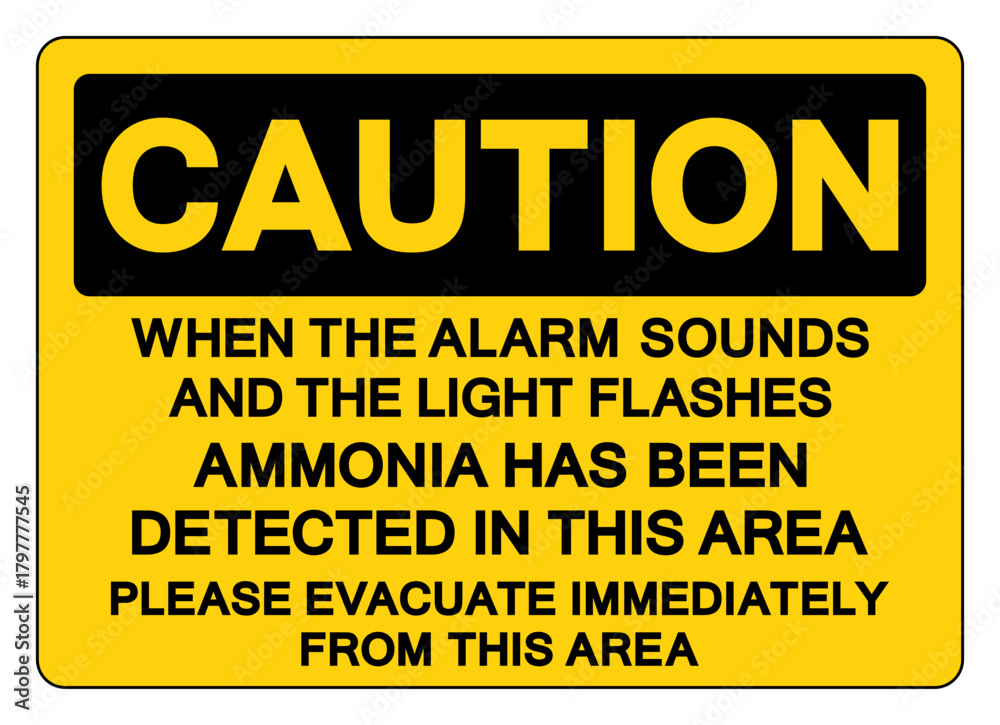 Fototapeta premium Caution Ammonia Has Been Detected In This Area Symbol Sign, Vector Illustration, Isolate On White Background, Label.EPS10
