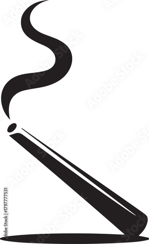 Smoking cigarette with smoke vapor isolated on transparent background one hundred characters vector silhouette