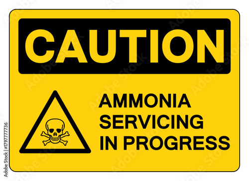 Cuation Ammonia Servicing In Progress Symbol Sign, Vector Illustration, Isolate On White Background, Label.EPS10