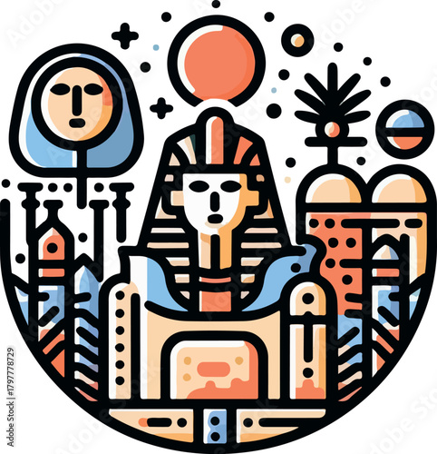 Ancient egypt ephemera logo icon vector white background .