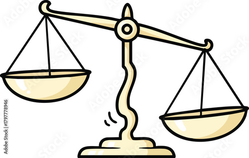 Whimsical Scales of Justice Balance and Imbalance Illustrated with Cartoon Charm
