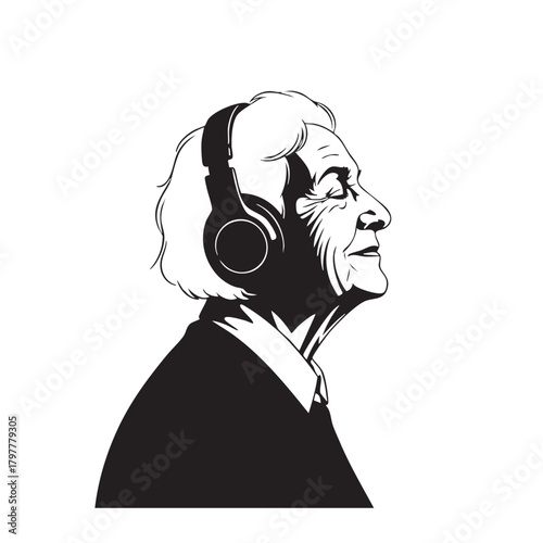 a_black_and_white_silhouette_of_a_man_with_headphones_traced