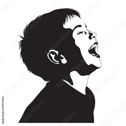 a_black_and_white_silhouette_of_a_man_with_his_mouth_open_traced