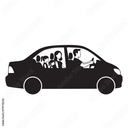 a_car_with_people_inside_it_traced