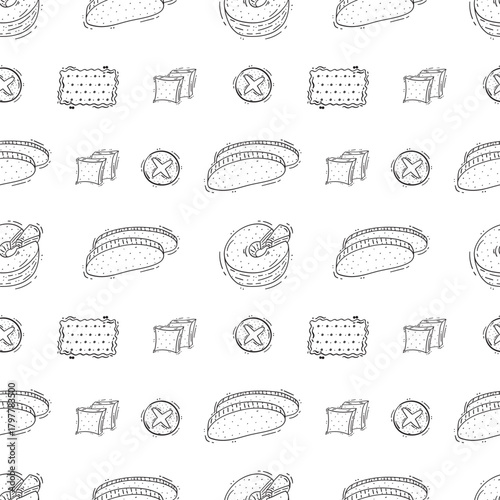 Hand Drawn Bread seamless pattern background