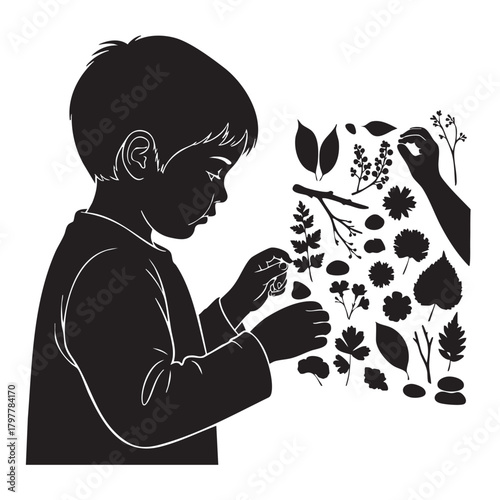 a_child_is_playing_with_flowers_traced
