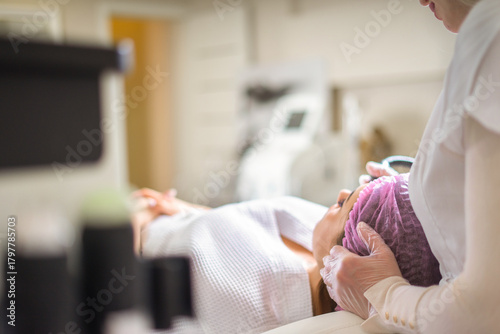 Photography Face Skin Care. Facial Hydro Microdermabrasion Peeling Treatment