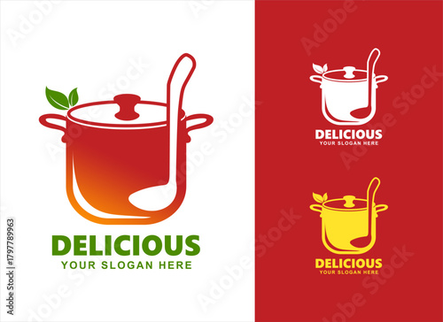 soup logo label design sign symbol template healthy food cooking restaurant for business simple modern design