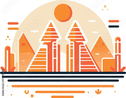 Egypt landmark logo vector white background .
