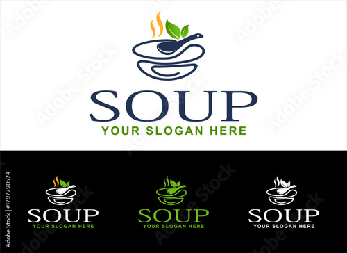 soup logo label design sign symbol template healthy food cooking restaurant for business simple modern design