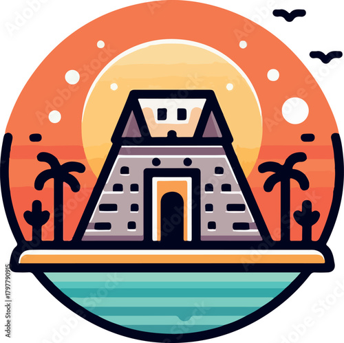 Egypt landmark logo vector white background .