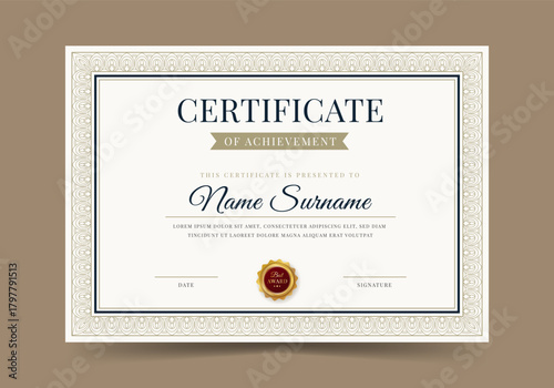 Certificate of appreciation diploma with badge retro vintage design