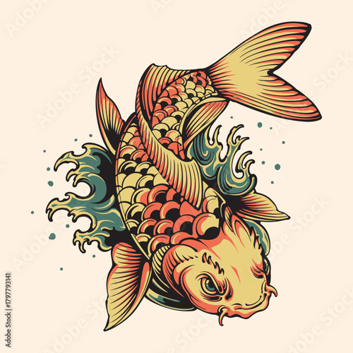 Koi fish tattoo design vector illustration