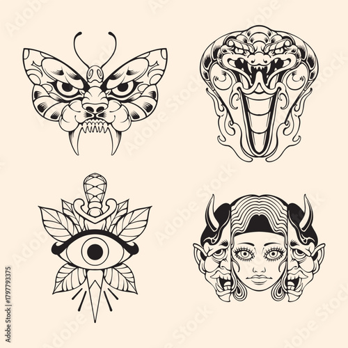 old school tattoo design vector illustration