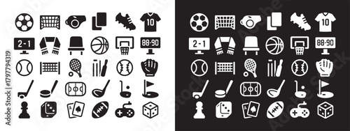 Large Set of Sports, Games, and Recreation Solid Icons