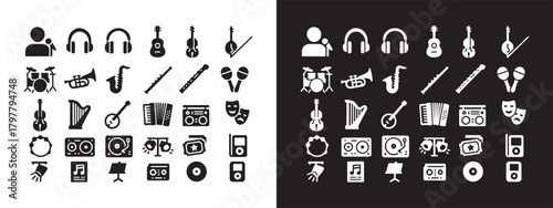 Large Set of User Interface (UI), Navigation, and Web Solid Glyph Icons