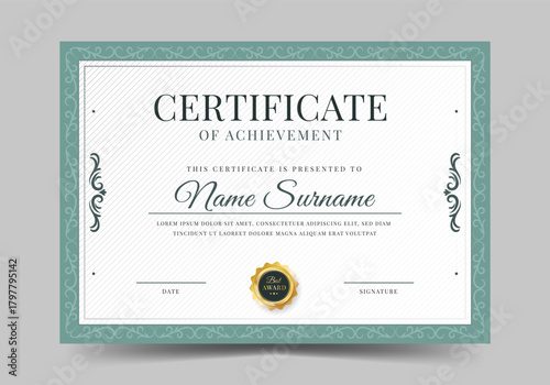 Certificate of appreciation diploma with badge retro vintage design