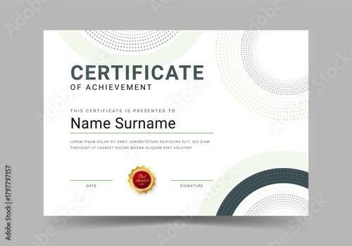 Certificate of appreciation diploma with badge retro vintage design