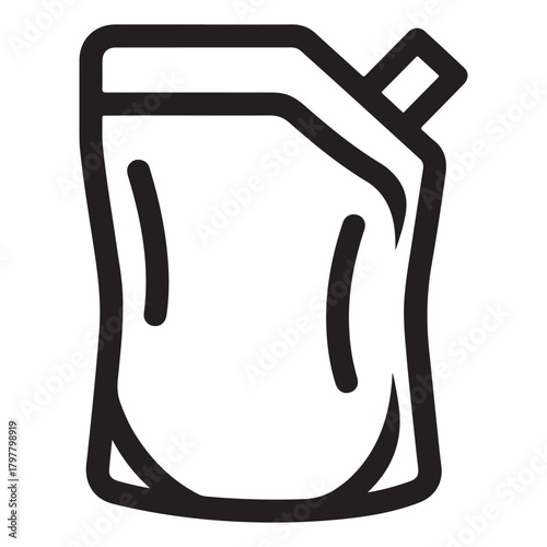 Outline Icon of a Pouch or Squeeze Bag with Spout on White Background Keywords: pouch, bag, squeeze bag, spout