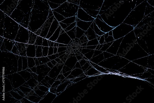 Creepy Cobweb Scene. A Grungy Black Background Featuring Scary Spider's Webs Perfect for Halloween