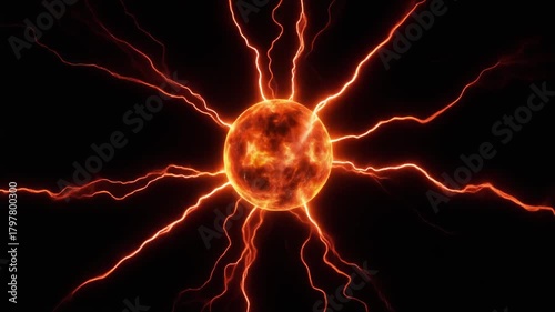 Pulsating Fiery Orbs Emitting Electric Plasma Tendrils