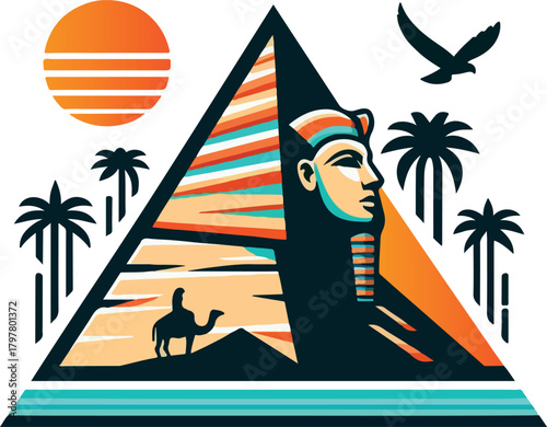 Egypt paramid landcape logo icon vector white background .