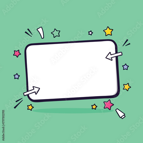 Whimsical speech bubble surrounded by playful stars and celebratory elements on a light green background a delightful visual for conveying messages