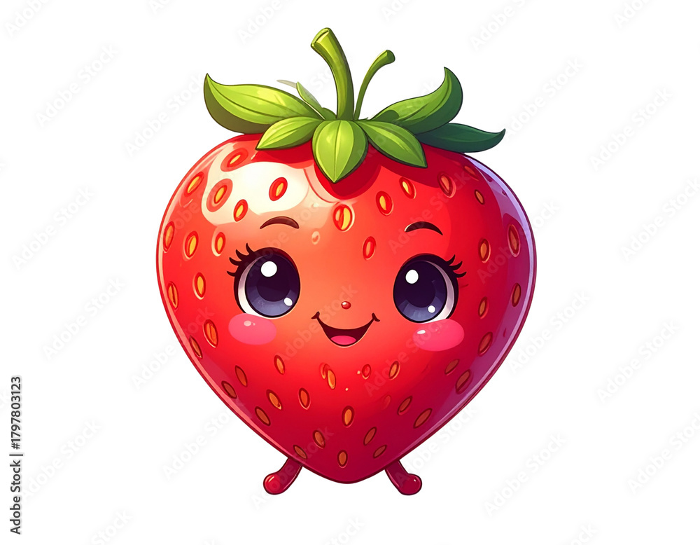 Obraz premium Cute strawberry with face