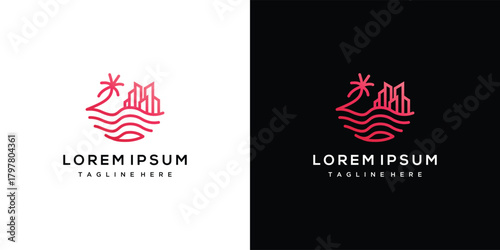 Illustration of a sea building logo. Vector logo design template elements of a sea building.	