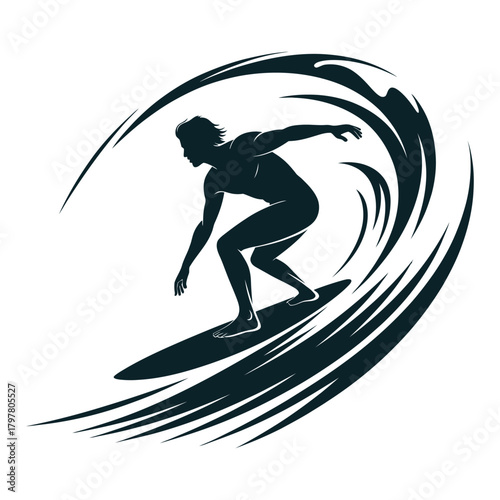 Silhouette of a surfer riding a wave extreme sport and water activity