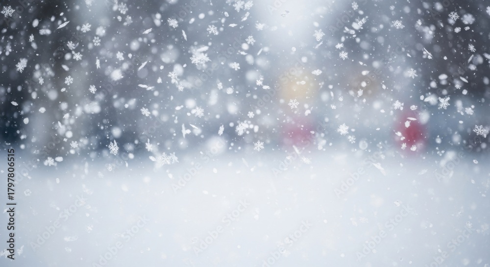 Naklejka premium Serene Winter Scene: A Captivating Display of Falling Snowflakes on a Snowy Day