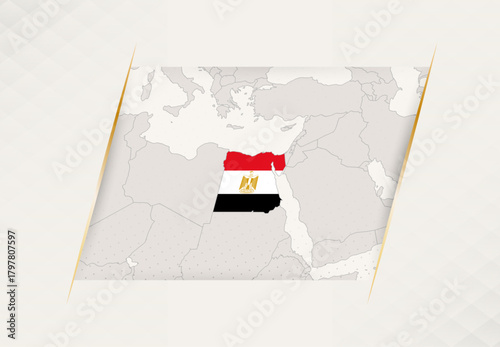 Egypt Country Map Featuring National Flag Colors.
