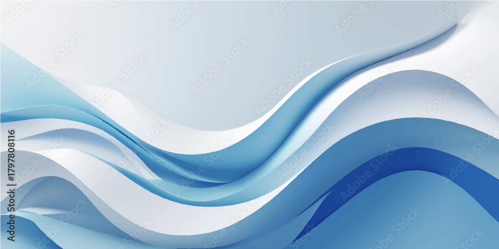 Obraz premium Abstract blue wave design featuring clean flowing lines and smooth vector curves for a modern business backdrop illustration