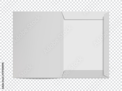 A4 size folder mockup isolated. Document Paper Folder Template. A4 open folder with one pocket. Blank folder template for business presentations, flyers, catalogs, documents or any other creative work
