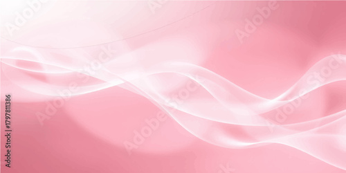 Flowing pink and blue silk wave pattern vector illustration with soft light and abstract curves