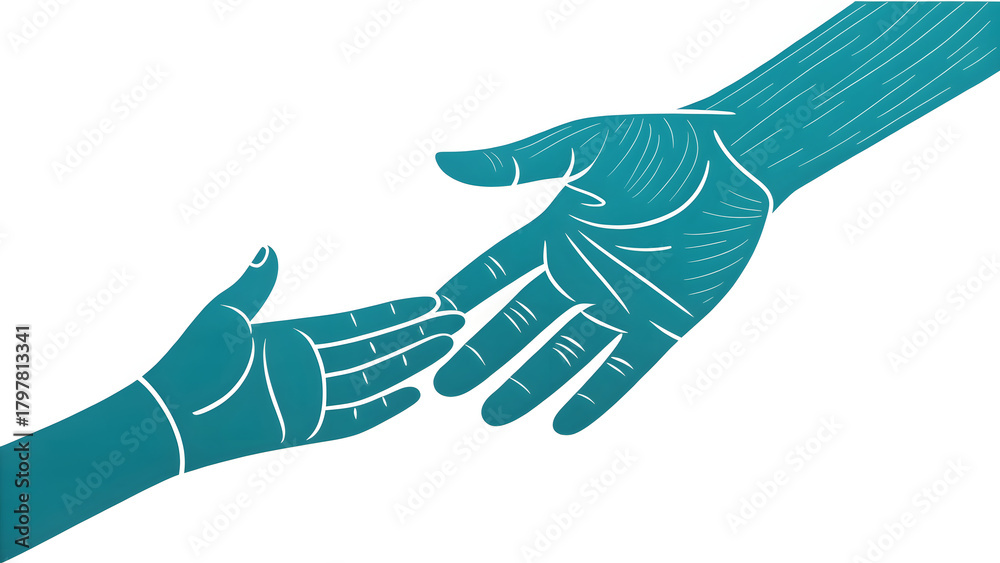 Obraz premium Two hands reaching out to each other for help and support