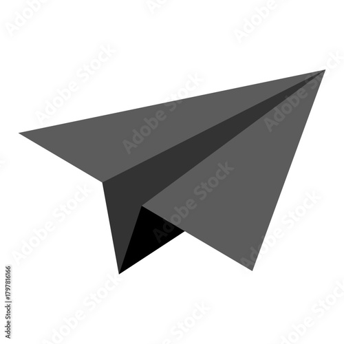 A single grey paper airplane icon, symbolizing flight, movement, and travel, often used to represent communication or sending messages in digital interfaces.