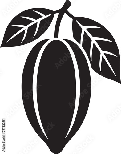 Silhouette of cacao pod with seeds inside isolated on transparent background vector illustration silhouette