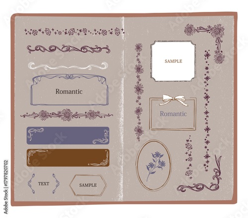 シンプルな線の飾りセット 装飾 モチーフ素材 ページのあしらい 手帳の背景