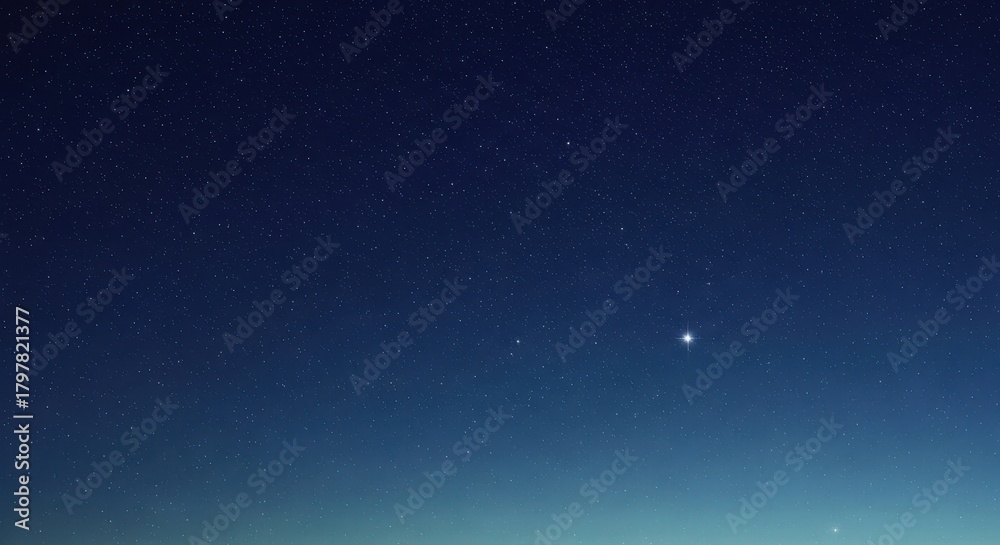 Obraz premium A vast expanse of the night sky filled with countless twinkling stars, stretching into the deep blue twilight horizon, evoking a sense of wonder and the infinite universe