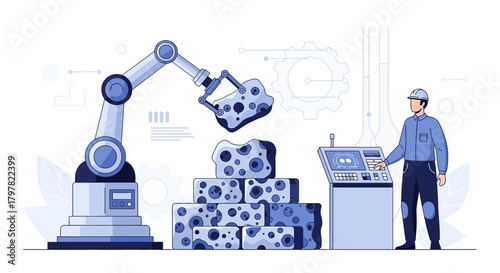 Automated material handling system for construction with robotic arm integration and human