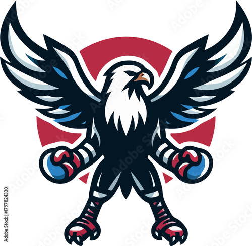 Eagle muay thai fighter logo icon vector white background .