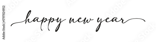 Happy New Year 2023 script text hand lettering. Design template Celebration typography poster, banner or greeting card for Merry Christmas and happy new year. Vector Illustration.