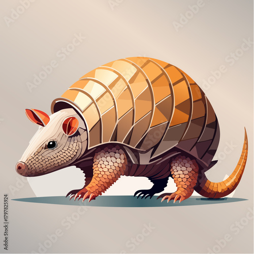 Armadillo walking with shell covering