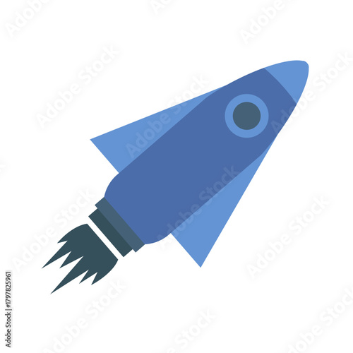 Blue rocket spaceship. Space travel Vector. Startup launch symbol. Project development icon.