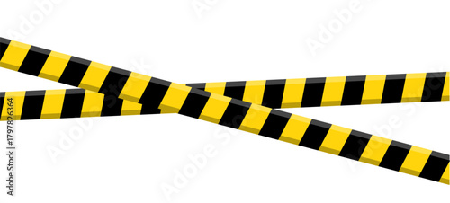 Caution tape illustration. Yellow black stripes. Danger line Vector. Warning barrier graphic.