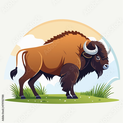 bison standing in a grassy field